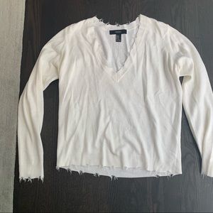 White distressed sweater